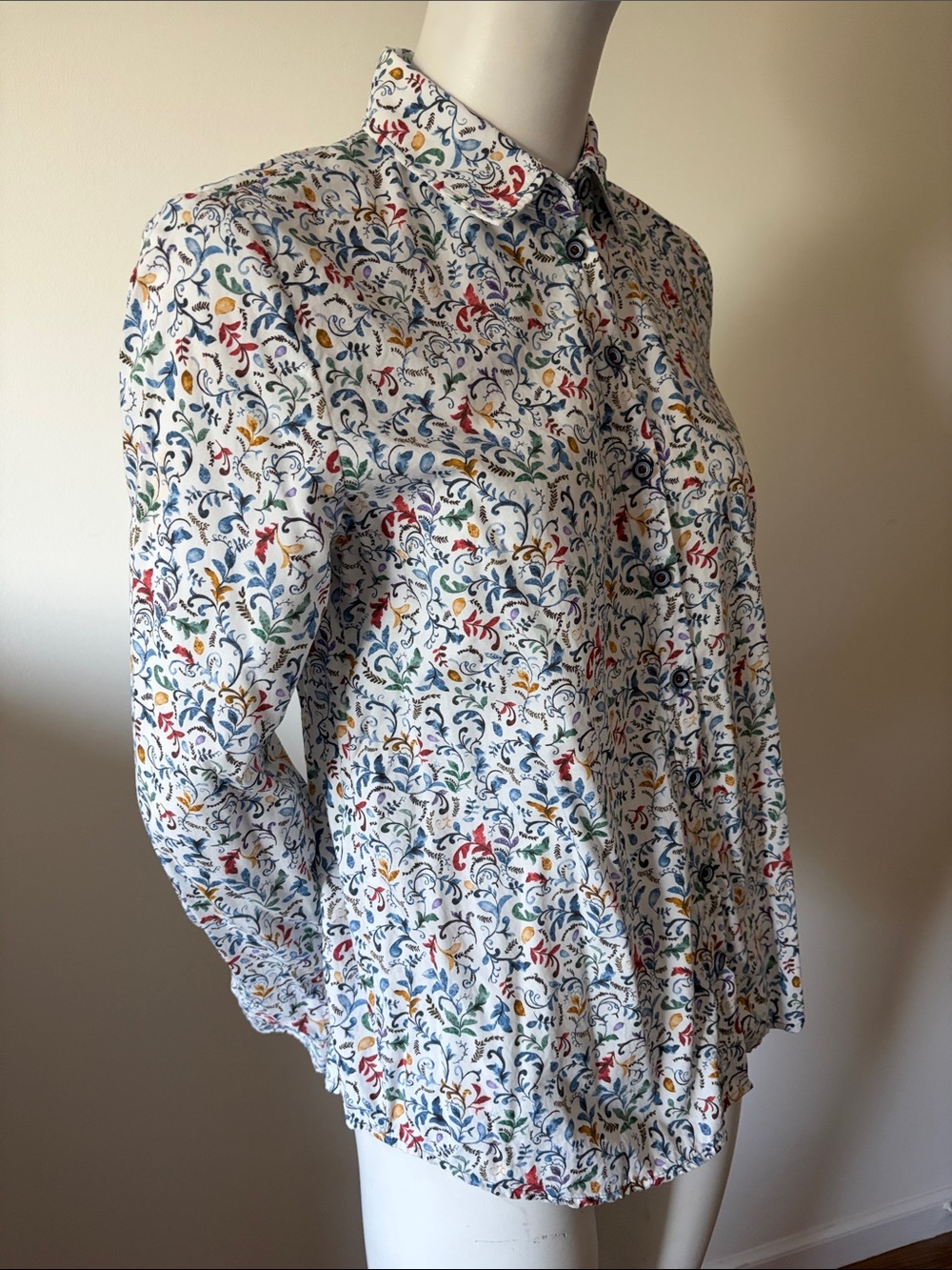 Erfo Original Floral Long-Sleeve Button-Up Shirt Size 36 - Picture 5 of 12